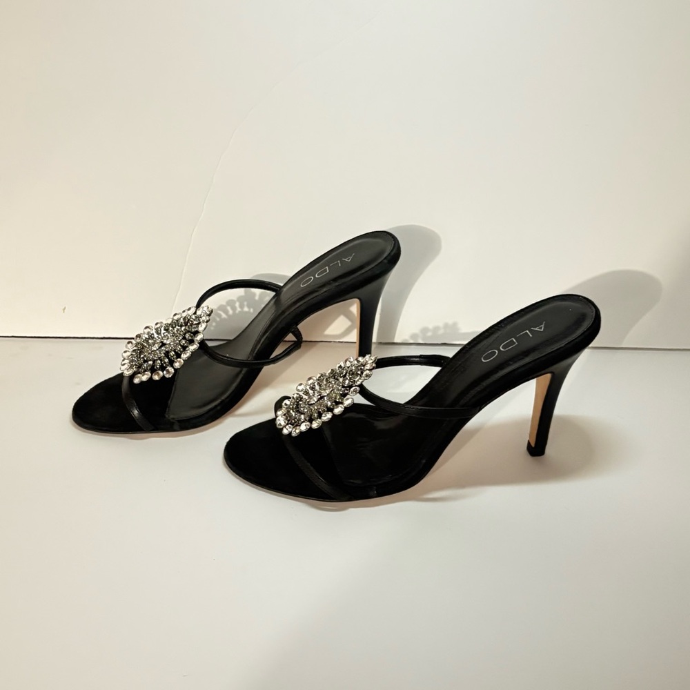 Aldo Black Crystal Embellished Heels - Picture 3 of 6